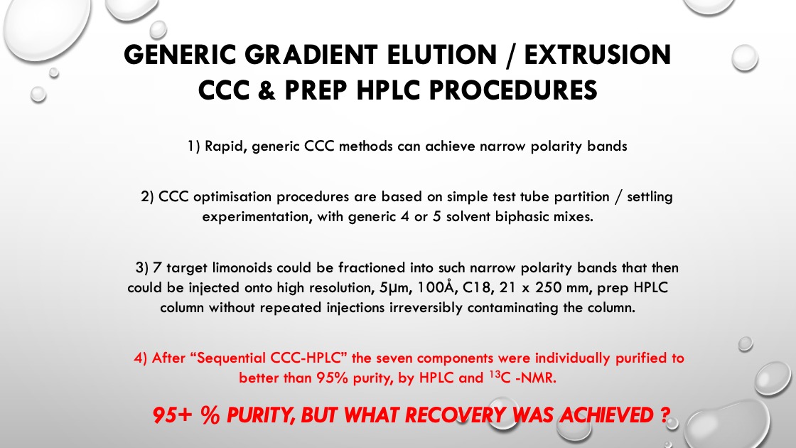 GENERIC GRADIENT ELUTION / EXTRUSION CCC & PREP HPLC PROCEDURES