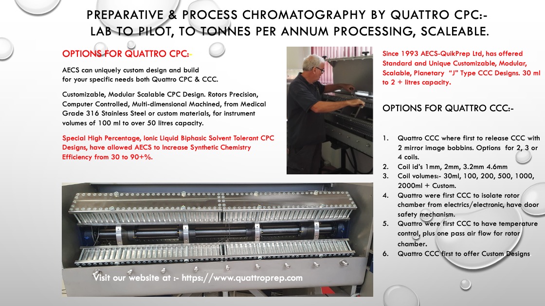 Preparative & Process Chromatography by: Quattro CPC :- Lab to Pilot, to Tonnes Per Annum Processing, Scaleable